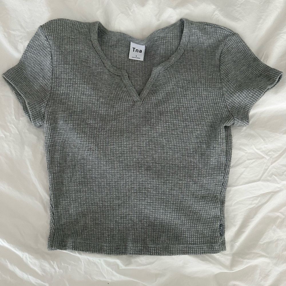 TNA Charcoal Ribbed Short Sleeve Tee
